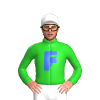 Lime Green, Royal Blue 'F' Motif And Lightning Bolt, White Lightning Bolt Sleeves, White Cap