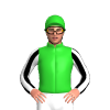 Lime Green, Black And White Striped Sleeves