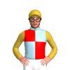 Light Blue And Red Quarters, Gold Sleeves And Cap