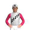 Silver, Black Checked Sash, Cerise Sleeves, Silver Cap With Black Star