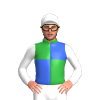 Green, Royal Blue Quarters, White Sleeves And Cap