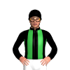 Black And Green Vertical Stripes, Black Cap