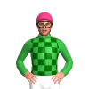 Fluro Green, Dark Green Checks, Pink Cap