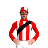 Red And White Stripes, Black Sash, Red And White Quartered Cap