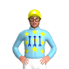 Sky Blue, Yellow And Navy blue Stars With Arrow Smiley Face, Yellow Stars, Star Cap White Pom Pom