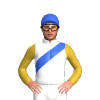 White, Royal Blue Sash, Gold Sleeves, Royal Blue Cap