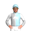 Light Blue, Silver Vertical Halves, White Seams And Horsehead Logo, Halved Sleeves And Seams
