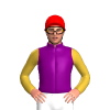 Purple, Gold Sleeves, Red Cap