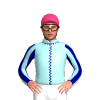 Pale Blue, Navy Blue Seams, Striped Sleeves, Pink Cap