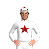 White, Maroon Star, White Cap, Maroon Stars