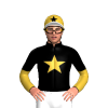 BLACK,GOLD STAR,GOLD SLEEVES,BLACK HALVED,GOLD CAP,BLACK STAR ,WHITE PEAK