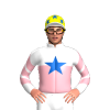 WHITE, LIGHT PINK HALVED, DENIM STAR, WHITE SLEEVES, LIGHT PINK CHEVRONS, YELLOW CAP, DENIM STARS, WHITE PEAK