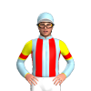 LIGHT BLUE,RED STRIPES,LIGHT BLUE SLEEVES,YELLOW HALVED,RED ARMBANDS,LIGHT BLUE CAP,YELLOW ZIGZAG CHEVRON,WHITE PEAK