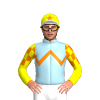 LIGHT BLUE,ORANGE ZIGZAG CHEVRON,YELLOW SLEEVES,ORANGE HALVED CHECKED,YELLOW CAP,ORANGE STAR,WHITE PEAK