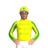 YELLOW,GREEN BRAID,GREEN STRIPES SLEEVES,YELLOW CAP,GREEN STAR,WHITE PEAK