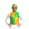 GOLDENROD, GREEN QUARTERS, WHITE SLEEVES, GREEN CAP, GOLDENROD QUARTERS, WHITE PEAK
