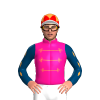 DEEP PINK, NEON CARROT BRAID, INDIGO SLEEVES, NEON CARROT DIAMOND STRIPE,CAP,RED DIAMONDS,WHITE PEAK
