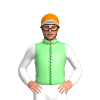 LIGHT GREEN,DARK GREEN SEAMS,WHITE SLEEVES,ORANGE CAP,LIGHT GREEN ZIGZAG CHEVRON,WHITE PEAK