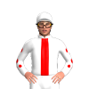 WHITE,RED STRIPE,WHITE SLEEVES,RED SPOTS