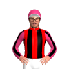 RED, BLACK STRIPES, PINK SLEEVES, BLACK STRIPE, PINK CAP, WHITE PEAK