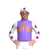 MEDIUM PURPLE, ORANGE ZIGZAG CHEVRON, WHITE SLEEVES, PURPLE STARS, WHITE CAP, PURPLE STAR