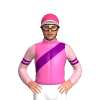 HOT PINK, PURPLE SASH, LIGHT PINK SLEEVES, PURPLE AND RED ARMBANDS, PINK CAP, PURPLE CIRCLE, WHITE PEAK