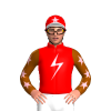 RED, CHERRY LIGHTNING BOLT, BROWN SLEEVES, CHERRY STARS, RED CAP, CHERRY STAR CAP, WHITE PEAK 