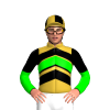 GOLD, BLACK CHEVRONS, LIME CHEVRON,BLACK, LIME HALVED SLEEVES, GOLD, BLACK QUARTERS CAP