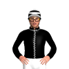 BLACK, WHITE SEAMS,BLACK CAP, WHITE HOOPS, PEAK