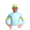 LT BLUE, YELLOW ARMBAND, CAP, LT BLUE HOOPS, WHITE PEAK