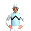 LIGHT BLUE, BLACK ZIGZAG CHEVRON, WHITE SLEEVES, LIGHT BLUE ARMBANDS, WHITE CAP, LIGHT BLUE STRIPES