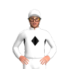 White, Black Diamond Band, Diamond Sleeves, White Cap