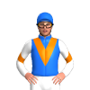 Blue, Orange V, White Sleeves With Orange Chevron