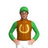 Brown, Gold Horseshoe, Green Sleeves And Cap