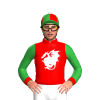 Red, Green And White Dragon Shield, Green Sleeves, Red Cuffs, Quartered Cap, White Pom Pom