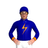Dark Blue, Orange Lightning Bolt And Cuff And Lightning Bolt Cap