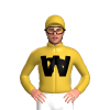 Gold With Black W, Horse Overlay, Gold Sleeves With Black Seam, Gold Cap