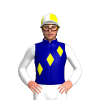 Dark Blue, Yellow Diamond Sash, White Sleeves, Yellow Diamond Armband, Quartered Cap