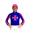 Dk. Blue, Pink Maltese Cross, Striped Sleeves, Pink Cap