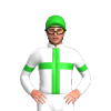 White, Lime Green Cross And Armbands, Lime Green Cap