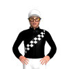 Black, White Checked Sash And Cap