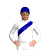 White, Dark Blue Sash And Cap