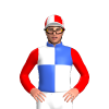Royal Blue And White Quarters, Red Sleeves, Quartered Cap