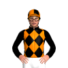 Orange, Black And Orange Checked Diamond, Black Collar And Sleeves, Quartered Cap