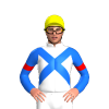 WHITE, BLUE CROSSED SASHES, SLEEVES, RED ARMBANDS, Yellow cap