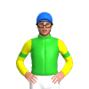 LIME GREEN, YELLOW SLEEVES,LIME GREEN ARM BAND, Blue cap