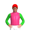 PINK, LIME GREEN SLEEVES, Red cap