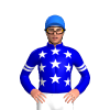 MEDIUM BLUE, WHITE STARS, MEDIUM BLUE SLEEVES, WHITE DOUBLE ARMBANDS, Blue cap