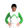 WHITE, GREEN ZIGZAG CHEVRON, GREEN SLEEVES, Black cap