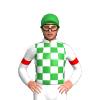 WHITE, GREEN CHECKS, WHITE SLEEVES, RED ARMBANDS, Green cap